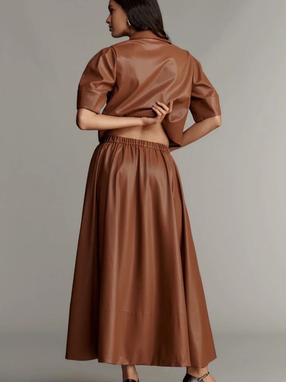 Maeve Faux Leather Full Maxi Skirt - Picture 3 of 4